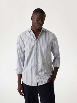Guess - Light White Collar Neck Stripes Shirt