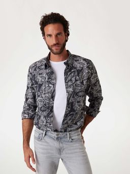 Guess - Graphite Paisley Collar Neck Printed Shirt