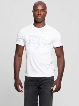 Guess - Pure White Crew Neck Textured T-Shirt