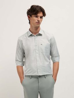The Bear House - Mens Green Tailored Fit Graph Check Formal Shirt