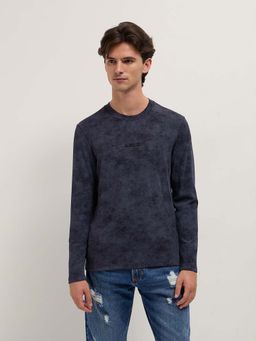 The Bear House - Mens Blue Slim Fit Casual Acid Washed T-Shirt