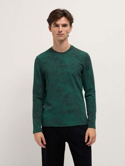 The Bear House - Mens Green Slim Fit Casual Acid Washed T-Shirt