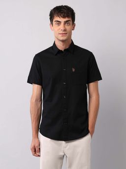 U.S. Polo Assn. Denim Co. - Black Mens Pure Cotton Regular Fit Shirt