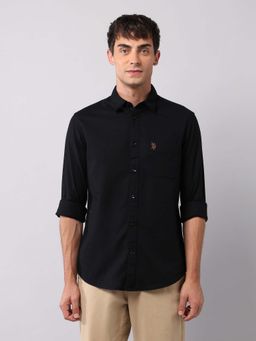 U.S. Polo Assn. Denim Co. - Black Mens Pure Cotton Regular Fit Shirt