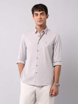 U.S. Polo Assn. Denim Co. - Grey Mens Solid Regular Fit Poplin Shirt