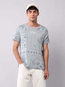 U.S. Polo Assn. Denim Co. - Grey Mens All Over Pure Cotton T-Shirt