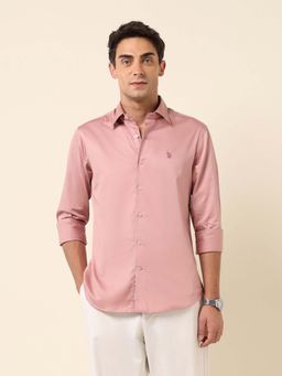 U.S. POLO ASSN. - Pink Mens Tailored Fit Satin Pure Cotton Shirt