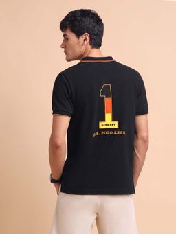 U.S. POLO ASSN. - Black Mens Slim Fit Iconic Number Polo T-Shirt