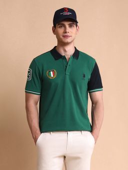 U.S. POLO ASSN. - Green Mens Slim Fit Iconic Number Polo T-Shirt