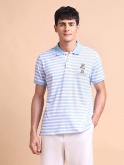 U.S. POLO ASSN. - Blue Mens Horizontal Striped Slim Fit Polo T-Shirt
