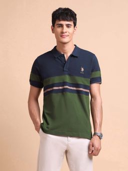 U.S. POLO ASSN. - Black Mens Colourblocked Slim Fit Polo T-Shirt