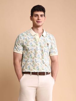 U.S. POLO ASSN. - Beige Mens Floral Slim Fit Polo T-Shirt