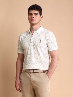 U.S. POLO ASSN. - White Mens Floral Slim Fit Polo T-Shirt