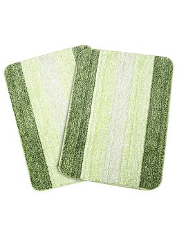 Saral Home - Green Microfiber Anti Skid Bath Mat 50x70 cm (Pack of 2)