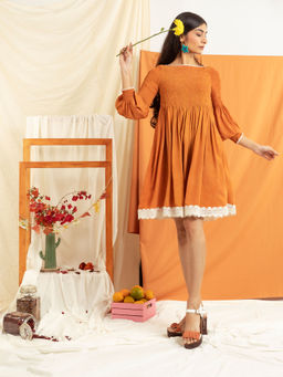 MEESA - Playway Smocked Orange Dress