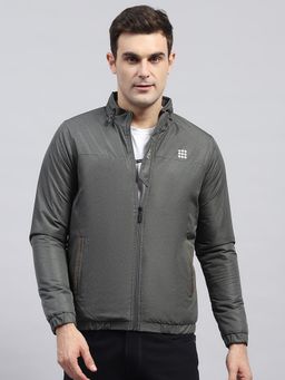 Rock.it - Mens Olive Solid High Neck Full Sleeve Jacket