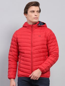 Monte Carlo - Mens Red Solid Detachable Hooded Neck Full Sleeve Jacket