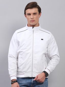 Monte Carlo - Mens White Solid High Neck Full Sleeve Jacket
