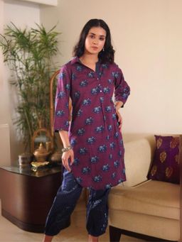 Spring Soul - Purple Block Printed Co-Ord (Set of 2)