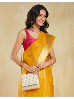 Fabindia - Off White Silk Blend Clutch (Medium)