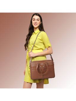 VENEER - Tan Casual Women Laptop Compartment Fit-14 inch Laptop Bag (Medium)
