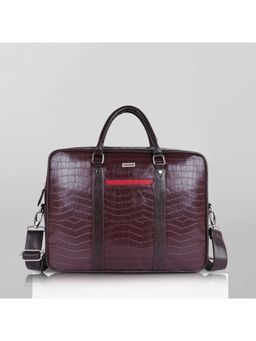 VENEER - Brown Unisex Stylish Croco Pattern Laptop Compartment Fit-15.5 inch Laptop Bag (Medium)