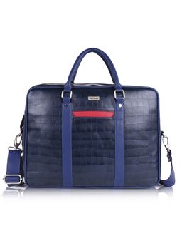 VENEER - Navy Blue Unisex Stylish Croco Pattern Laptop Compartment Fit-15.5 inch Laptop Bag (Medium)