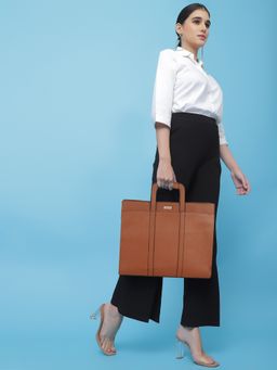 VENEER - Tan Unisex Casual Laptop Compartment Fit-15.5 inch Laptop Bag (Medium)