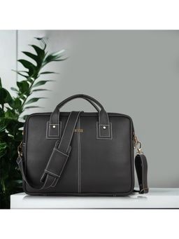 VENEER - Black Unisex Casual Laptop Compartment Fit-15.5 inch Laptop Bag (Medium)