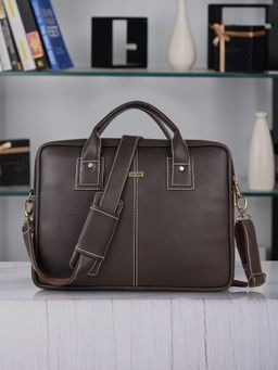 VENEER - Brown Unisex Casual Laptop Compartment Fit-15.5 inch Laptop Bag (Medium)