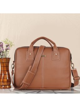 VENEER - Tan Unisex Casual Laptop Compartment Fit-15.5 inch Laptop Bag (Medium)