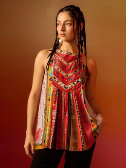 Saundh - Cleo Multi-Color Top- Red