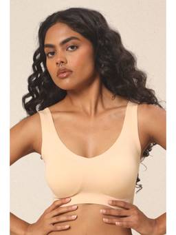 Krvvy - Ultrasoft Wireless Seamless Bralette | Full Coverage Slip-On with Removable Pads