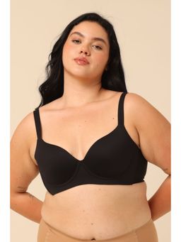 Krvvy - Women Black Padded Seamless Comfortable Fit Medium Coverage T-Shirt Bra