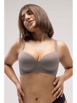 Krvvy - Women Grey Padded Seamless Comfortable Fit Medium Coverage T-Shirt Bra