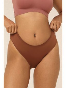 Krvvy - Brown Low Waist Seamless Mid Coverage Ventilation Holes Bikini Panty