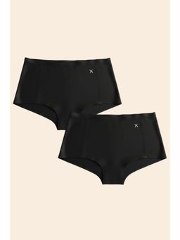 Krvvy - Black Airsoft Womens High Coverage Mid Rise Seamless Boyshorts (Pack Of 2)