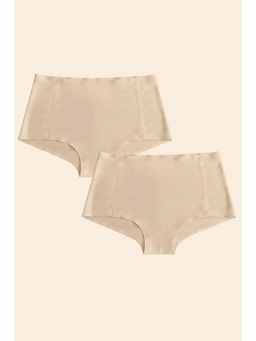 Krvvy - Cream Airsoft Womens High Coverage Mid Rise Seamless Boyshorts (Pack Of 2)