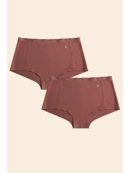 Krvvy - Beige Airsoft Womens High Coverage Mid Rise Seamless Boyshorts (Pack Of 2)