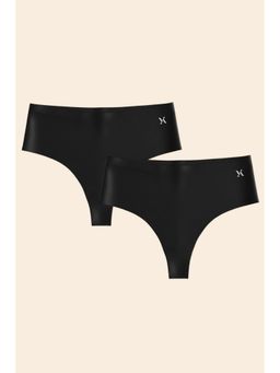 Krvvy - Women Seamless Mid-Rise Thong Panty Ultrasoft Invisible Cotton Black (Pack of 2)