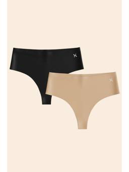 Krvvy - Women Seamless Ultrasoft Invisible Mid-Rise Thong Panty Multi-Color (Pack of 2)