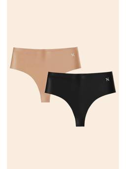 Krvvy - Women Seamless Ultrasoft Invisible Mid-Rise Thong Panty Multi-Color (Pack of 2)