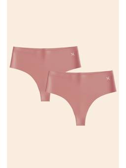 Krvvy - Women Seamless Ultrasoft Invisible Mid-Rise Thong Panty Pink (Pack of 2)