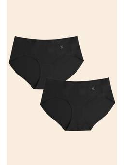 Krvvy - Women Black Low-Rise Seamless Hipsters (Pack of 2)