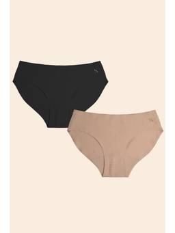 Krvvy - Premium Seamless Bikini Underwear Low Rise Panties Set of 2 with Cotton Gusset