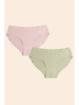 Krvvy - Premium Seamless Bikini Underwear Low Rise Panties Set of 2 with Cotton Gusset