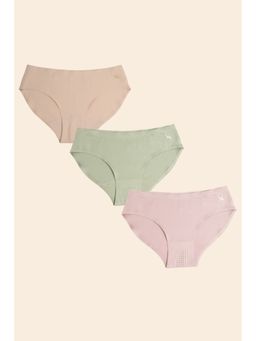 Krvvy - Premium Seamless Bikini Panties Low Coverage Multi-Color (Pack of 3)