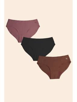 Krvvy - Premium Seamless Bikini Panties Low Coverage Multi-Color (Pack of 3)