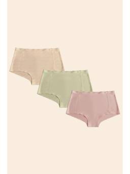 Krvvy - Premium Seamless High Rise Boyshorts Invisible Panties Multi-Color (Pack of 3)