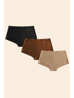 Krvvy - Premium Seamless High Rise Boyshorts Invisible Panties Multi-Color (Pack of 3)